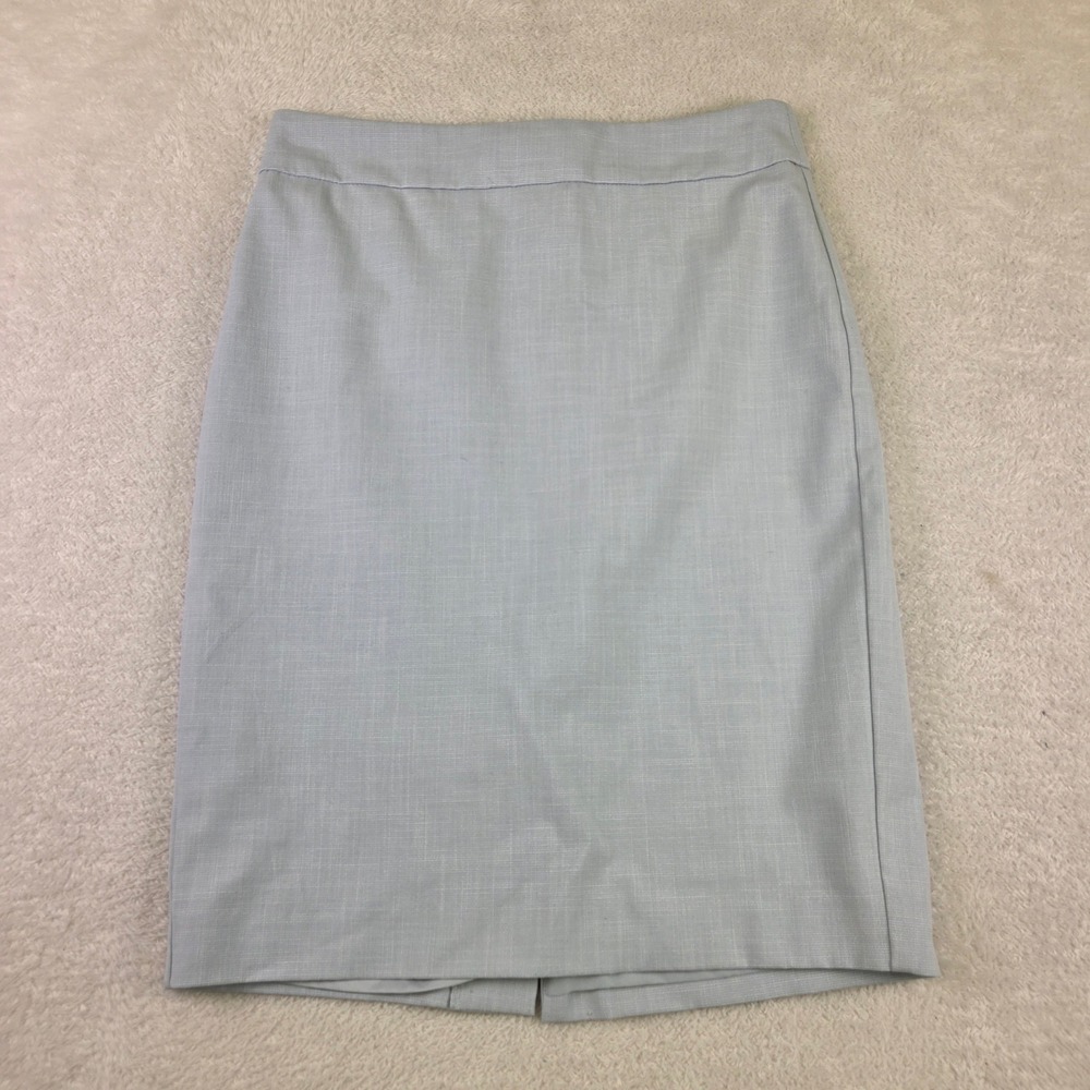 Ann Taylor Factory Womens Blue Textured Pencil Skirt Size 0 Office Career